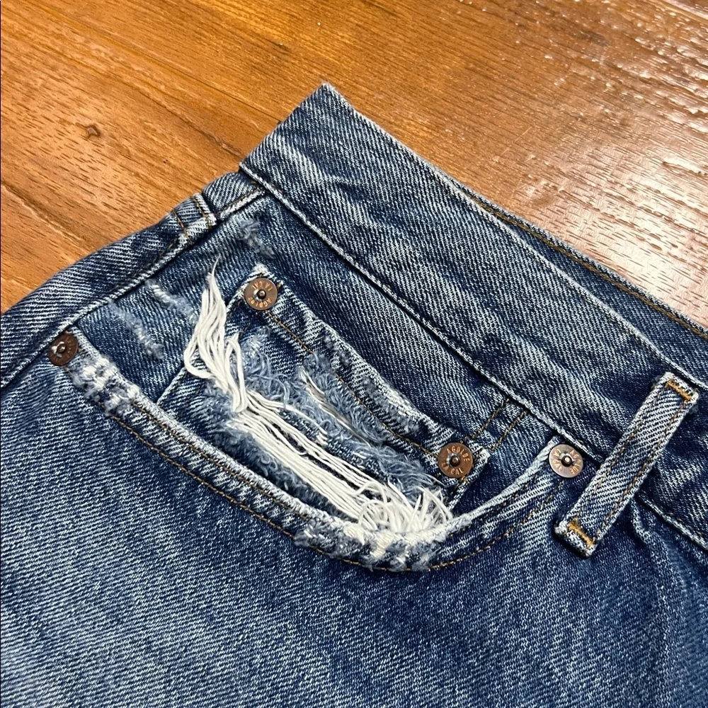 Agolde Distressed Blue Jean Shorts